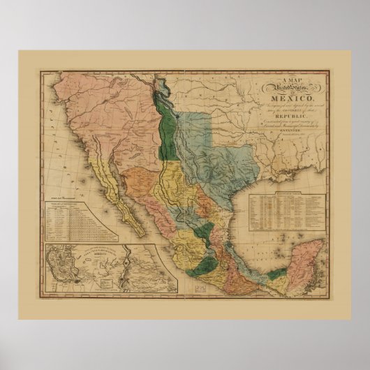 Map of Mexico by Henry Tanner (1846) ポスター (正面)