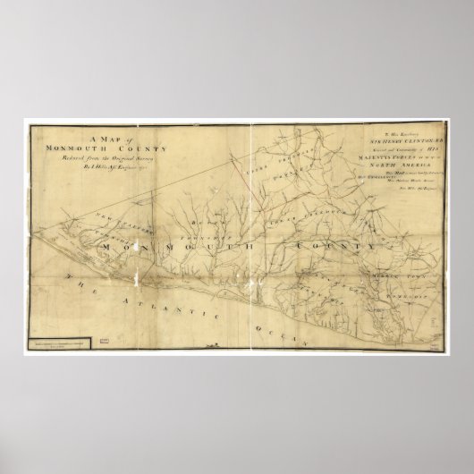 Map of Monmouth County New Jersey (1781) ポスター (正面)