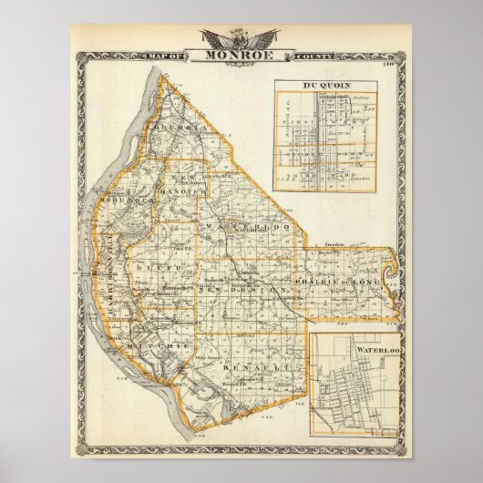 Map of Monroe County, DuQuoin and Waterloo ポスター (正面)