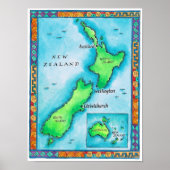 Map of New Zealand ポスター (正面)