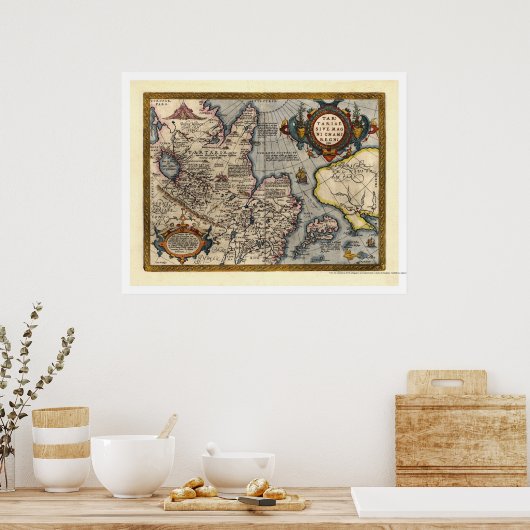 Map of Northern Asia by Abraham Ortelius 1603 ポスター (キッチン)