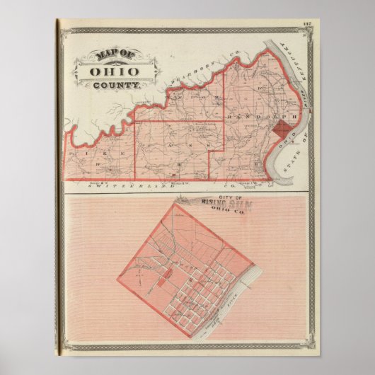 Map of Ohio County with City of Rising Sun ポスター (正面)