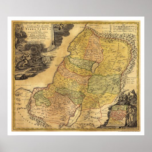 Map of Palestine by Johann Baptist Homann 1715 ポスター (正面)