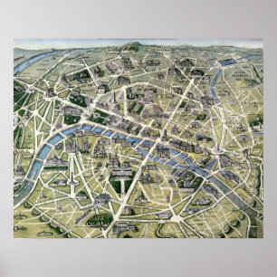 Map of Paris during the period of the Grands ポスター