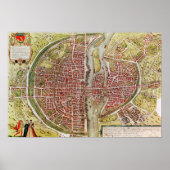 Map of Paris from 'Civitates orbis terrarrum' ポスター (正面)