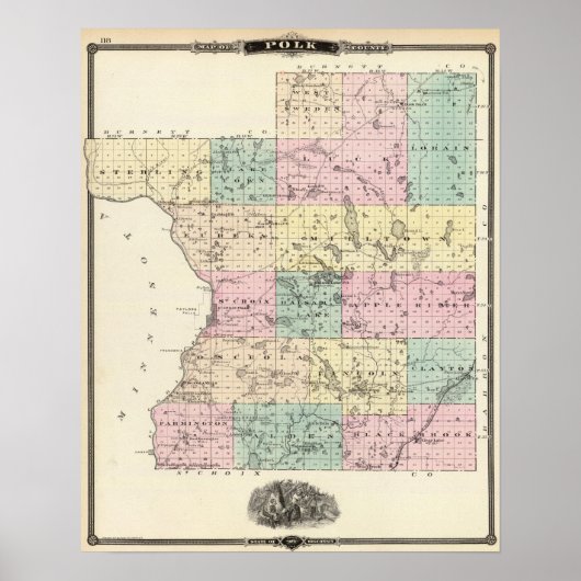 Map of Polk County, State of Wisconsin ポスター (正面)