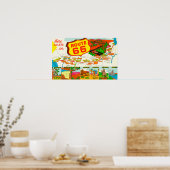 Map of Route 66 from Los Angeles to Chicago ポスター (キッチン)