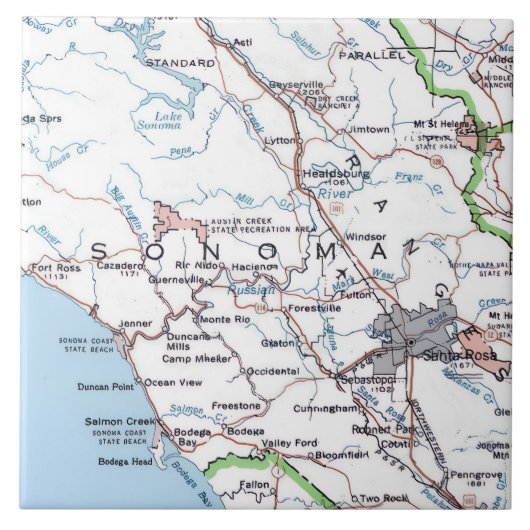 Map of Sonoma County CA -Blue タイル (正面)