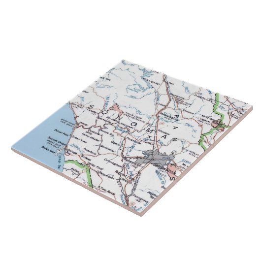 Map of Sonoma County CA -Blue タイル (側面)