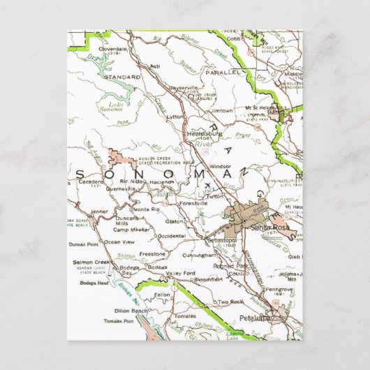Map of Sonoma County CA Postcard ポストカード (正面)