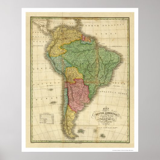 Map of South America by Finley 1826 ポスター (正面)
