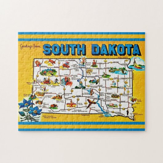 Map of South Dakota 11x14 Jigsaw Puzzle ジグソーパズル (横)