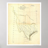 Map of Texas & Mexican States by Tanner 1839 ポスター (正面)
