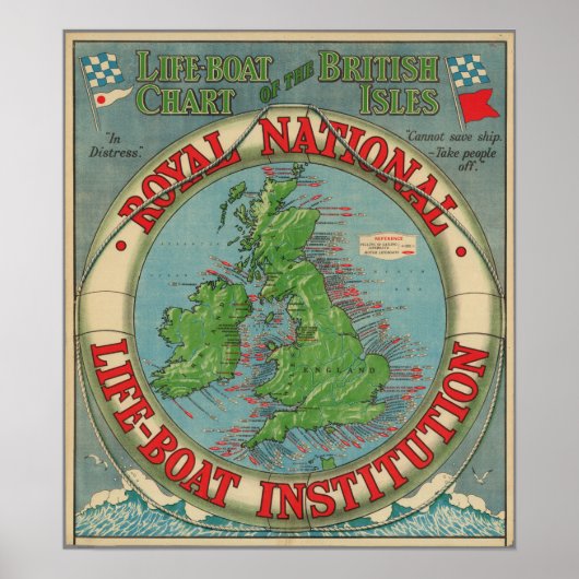 Map of the British Isles - Life-Boat Chart ポスター (正面)
