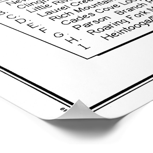 Map of The Great Smoky Mountains National Park ポスター (角)