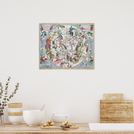 Map of the Southern Hemisphere ポスター (キッチン)