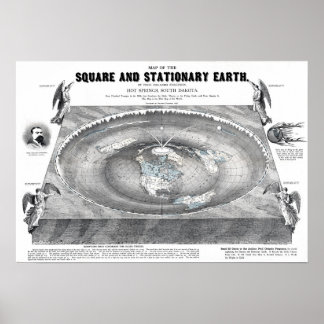 Map of the Square and Stationary Flat Earth ポスター