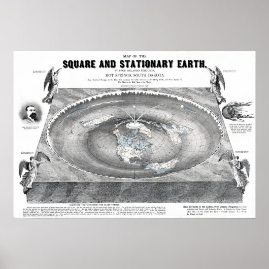 Map of the Square and Stationary Flat Earth ポスター (正面)