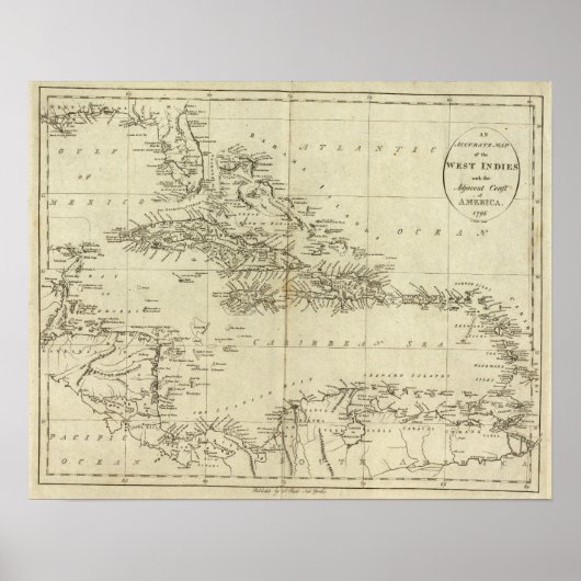 Map of the West Indies ポスター (正面)