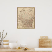 Map of Wisconsin showing senatorial districts ポスター (キッチン)