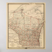 Map of Wisconsin showing senatorial districts ポスター (正面)