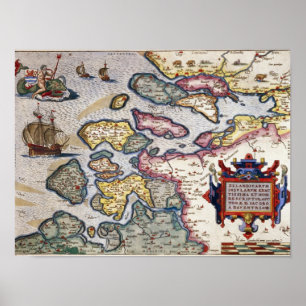 Map of Zeeland, c.1560 ポスター