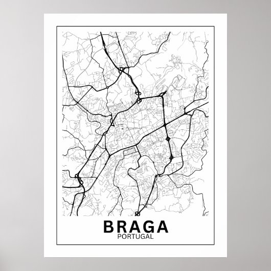 Mapa Da Cidade Braga Estilo Linha Clássico ポスター (正面)