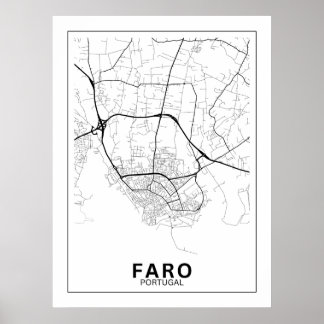 Mapa Da Cidade Faro Estilo Linha Clássico ポスター