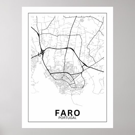 Mapa Da Cidade Faro Estilo Linha Clássico ポスター (正面)