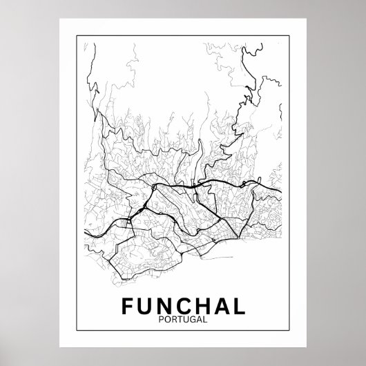 Mapa Da Cidade Funchal Estilo Linhas Clássico ポスター (正面)