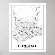 Mapa Da Cidade Funchal Estilo Linhas Clássico