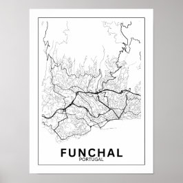 Mapa Da Cidade Funchal Estilo Linhas Clássico ポスター
