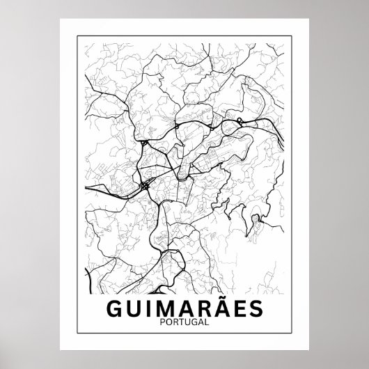 Mapa Da Cidade Guimarães Estilo Linha Clássico ポスター (正面)