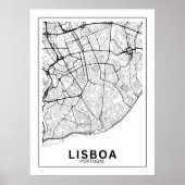 Mapa Da Cidade Lisboa Estilo Linhas Clássico ポスター (正面)