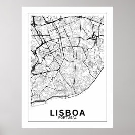 Mapa Da Cidade Lisboa Estilo Linhas Clássico ポスター