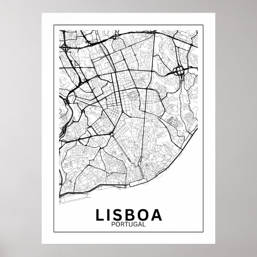 Mapa Da Cidade Lisboa Estilo Linhas Clássico ポスター (正面)