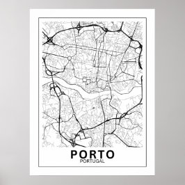 Mapa Da Cidade Porto Estilo Linha Clássico ポスター