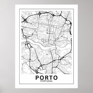 Mapa Da Cidade Porto Estilo Linha Clássico ポスター