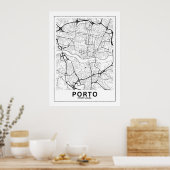 Mapa Da Cidade Porto Estilo Linha Clássico ポスター (キッチン)