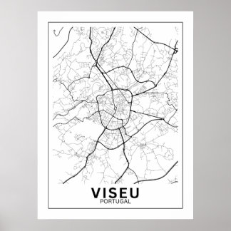 Mapa Da Cidade Viseu Estilo Linha Clássico ポスター