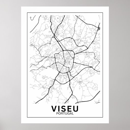  Mapa Da Cidade Viseu Estilo Linha Clássico ポスター (正面)