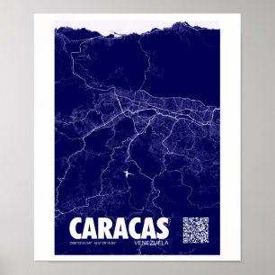 Mapa de Caracas – ベネズエラ旅行都市の地図 ポスター
