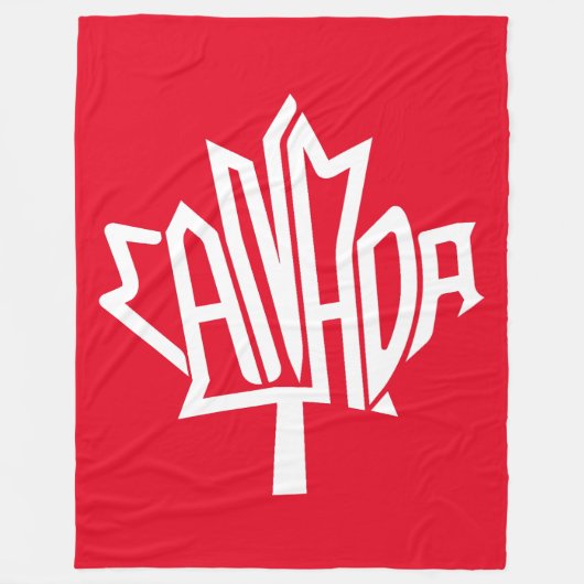 Maple CANADA TEXT FLAG LOGO BY MASANSER PIXELAT フリースブランケット (正面)