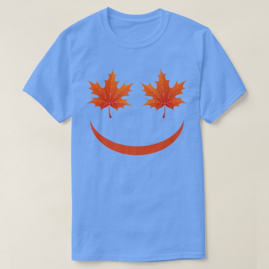 Maple Leaf Fall Smile Face Happy Fall Leaves Autum Tシャツ (デザイン正面)