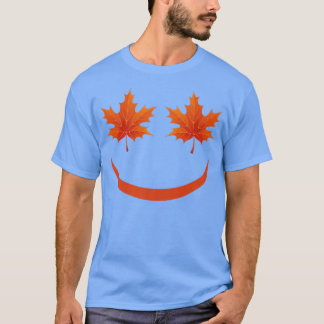 Maple Leaf Fall Smile Face Happy Fall Leaves Autum Tシャツ