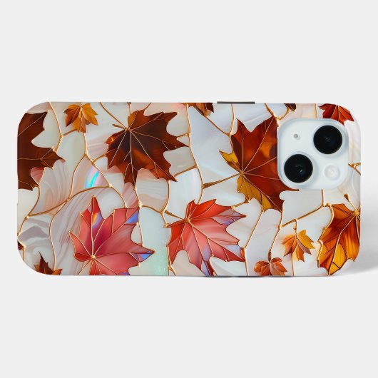 Maple Leaf Stained Glass iPhone Case Case-Mate iPhoneケース (裏面 (横))