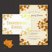  maple leaves& musrooms - Thanksgiving invitation 箔カード
