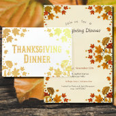  maple leaves& musrooms - Thanksgiving invitation 箔カード
