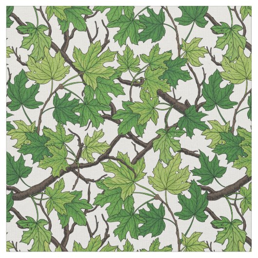 Maple leaves on white ファブリック (クローズアップ)