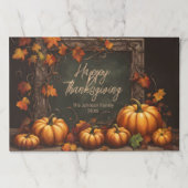 Maple Leaves Pumpkins Thanksgiving Paper Placemat ペーパーパッド (正面)